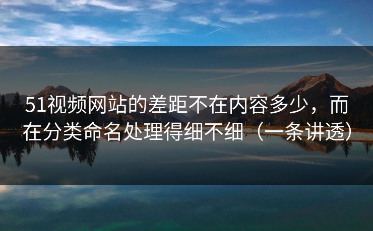 51视频网站的差距不在内容多少，而在分类命名处理得细不细（一条讲透）