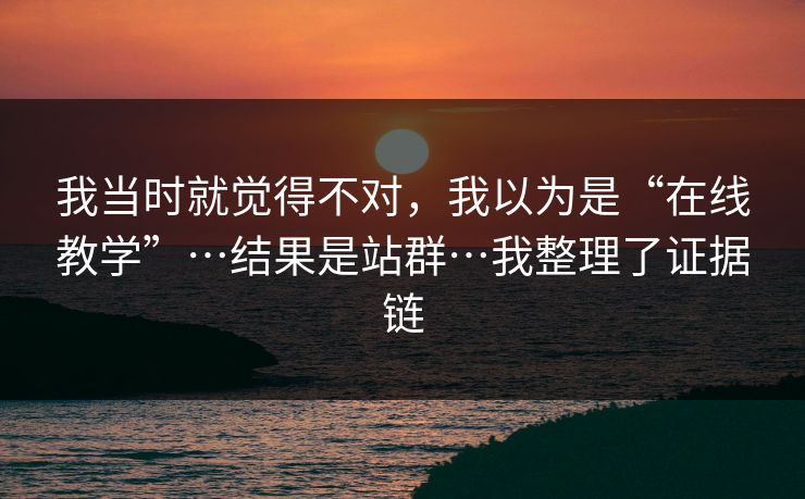 我当时就觉得不对，我以为是“在线教学”…结果是站群…我整理了证据链