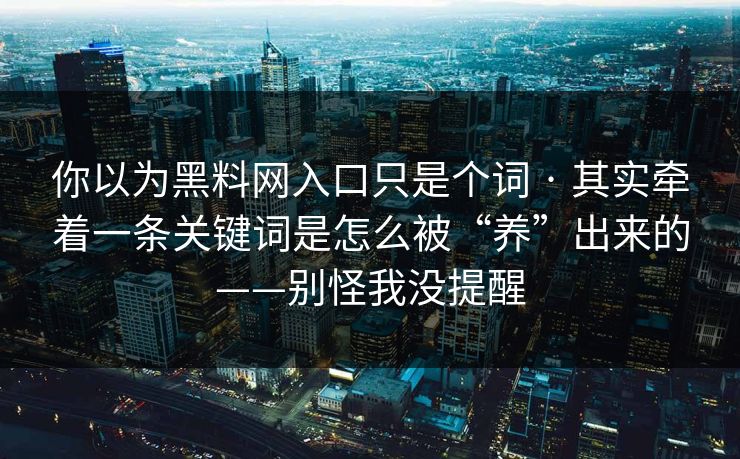 你以为黑料网入口只是个词 · 其实牵着一条关键词是怎么被“养”出来的——别怪我没提醒