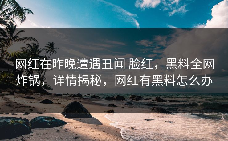 网红在昨晚遭遇丑闻 脸红,黑料全网炸锅,详情揭秘,网红有黑料怎么办 网红在昨晚遭遇丑闻 脸红,黑料全网炸锅,详情揭秘,网红有黑料怎么办