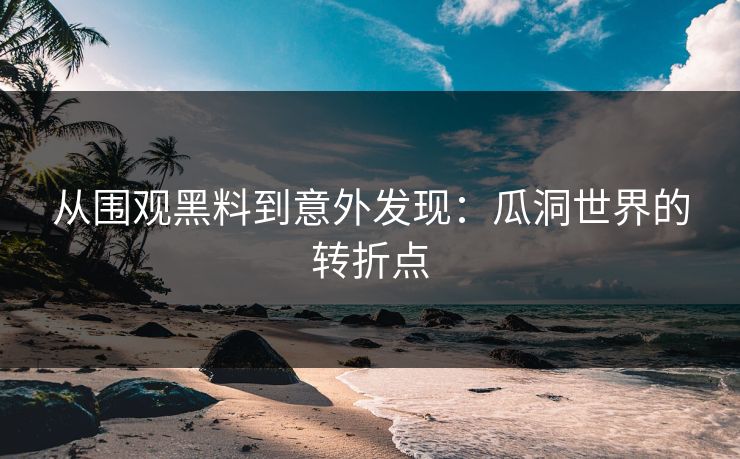 从围观黑料到意外发现：瓜洞世界的转折点